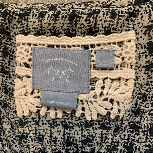 Anthropologie Vanessa Virginia Black And Tan Smocked Waist Mini Dress - Picture 8 of 12